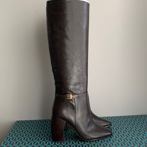 Tory Burch Buckle Leather Knee-High Boots